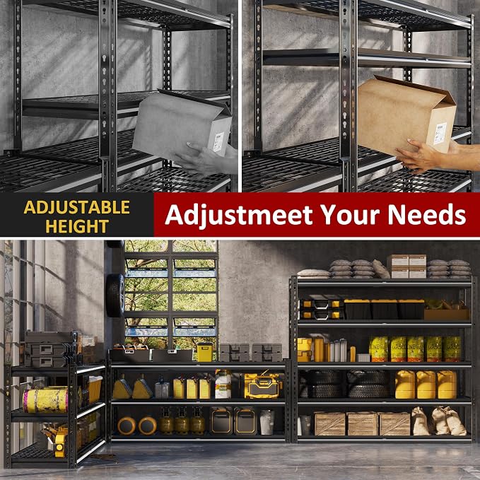48" W Garage Shelving Heavy Duty, 5-Tier Storage Shelves, 3030LBS Adjustable - Image 7