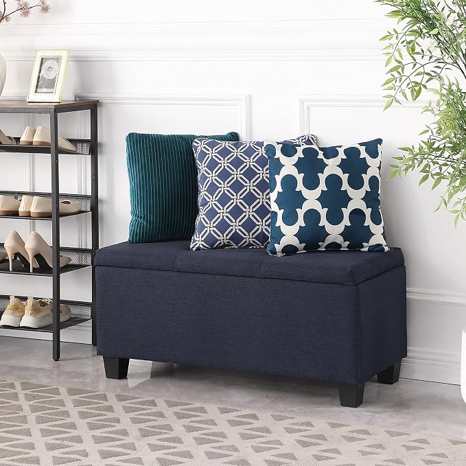 Set of 3 Hinged Storage Ottoman, End of Bed Bedroom Bench Window Bench - Image 6
