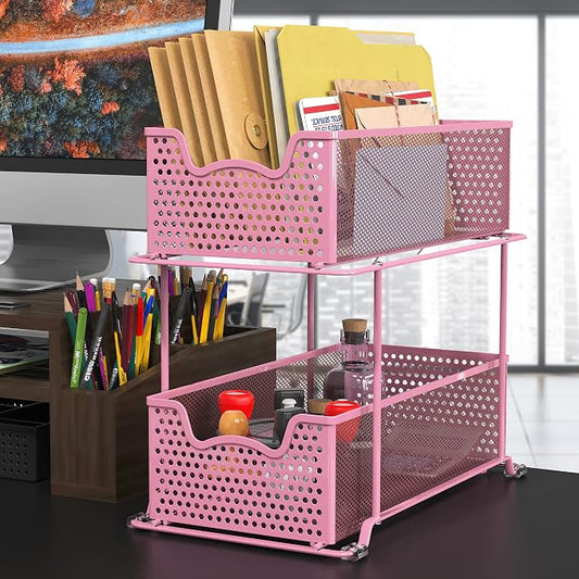 SIMPLE HOUSEWARE 2 Tier Sliding Cabinet Basket Organizer Drawer - Image 2