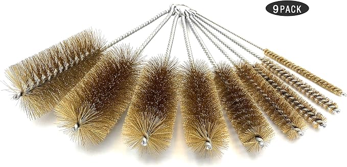 Pipe Cleaning Brush Set with Brass Bristles, 9 Piece Variety Pack - Image 3