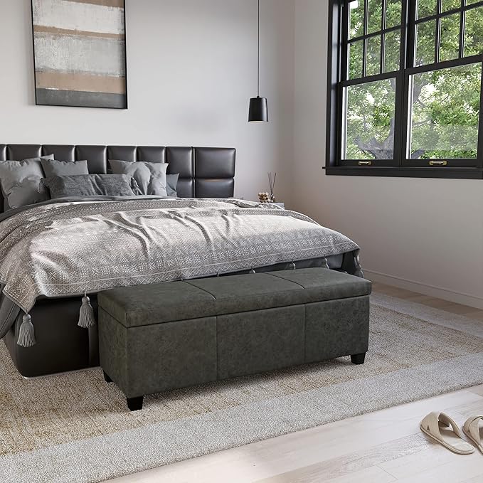 BELLEZE Storage Faux Leather Ottoman, 47 Inch Bench Bedroom Bench - Image 7