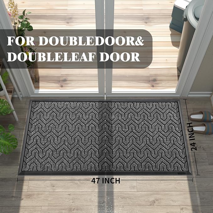 Yimobra Large Door Mat Outside Entrance 47x24, Waterproof Heavy Duty Outdoor - Image 2