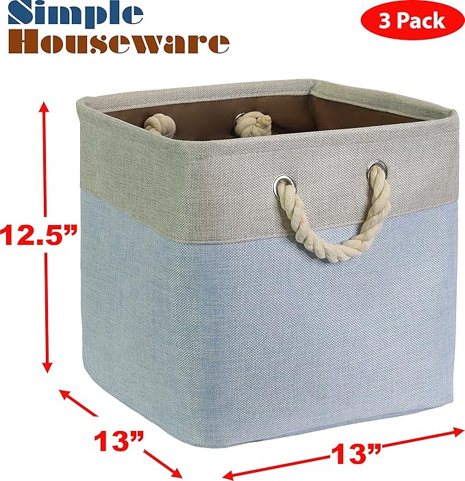 SIMPLE HOUSEWARE Fabric Storage Cubes, 3 Pack - Image 5