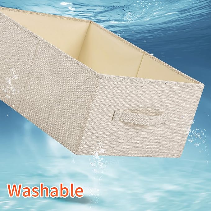 Linen Folding Storage Bins, 3 Pack Large Storage Baskets, Clothing Storage Bins - Image 7