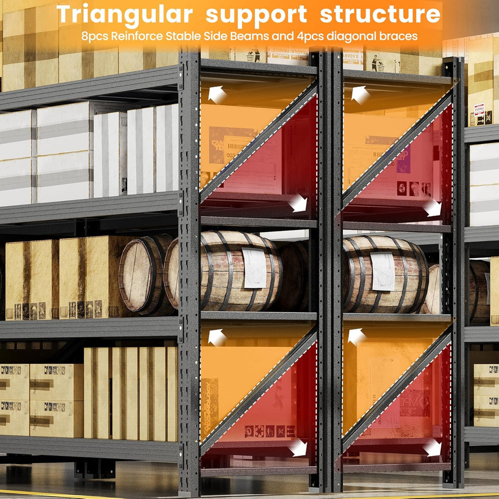 Set of 2 Metal Storage Shelves, 48” Wide Heavy Duty Garage Shelving Units