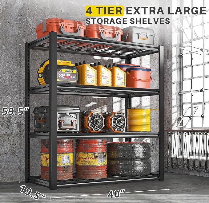 REIBII 40" W Garage Shelving 2240 LBS Storage Shelves Adjustable Heavy Duty - Image 3