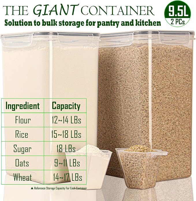9.5L | 10 qt | 320 Oz Extra Large Airtight Food Storage Containers - Image 2