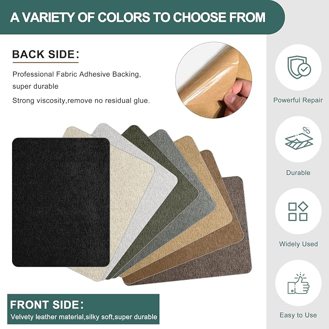 Azobur Couch Patch Repair Fabric, Microfiber Fabric, Self-Adhesive, - Image 3