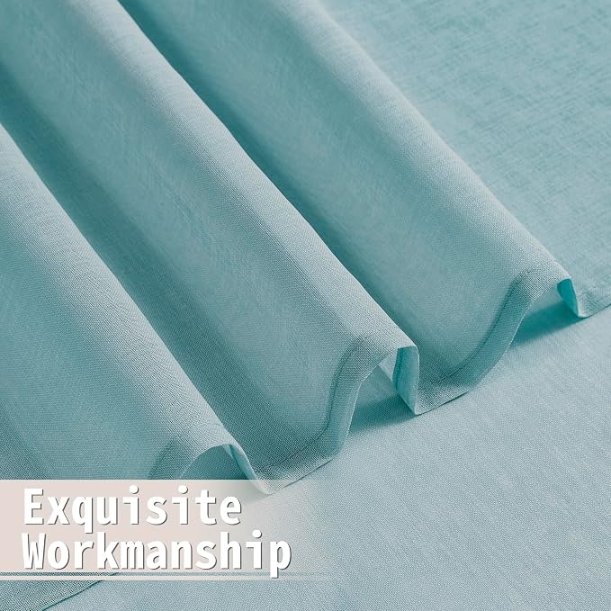 Tollpiz Sheer Door Curtains Closet Linen Textured Curtains Sheer Doorway Light - Image 8