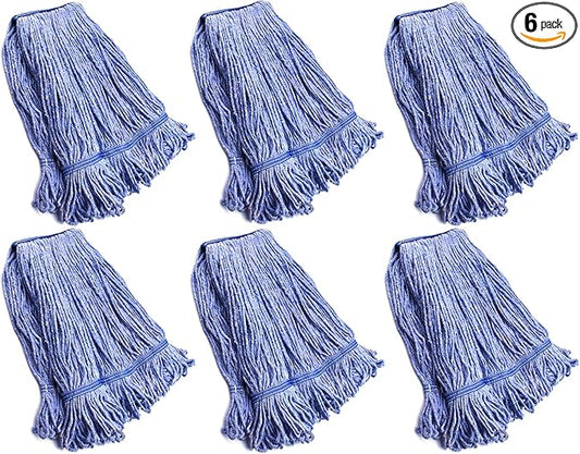 String Mop Heads Replacement Heavy Duty Commercial Grade Blue Cotton Looped End by NIUBEE