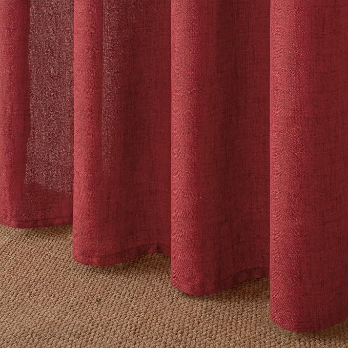 YoungsTex Red Linen Curtains 63 Inch Length 2 Panels - Image 8