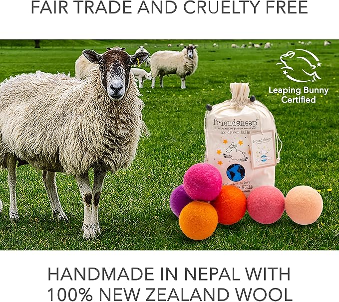 Friendsheep Wool Dryer Balls, Organic Reusable Fabric Softener Alternative - Image 5