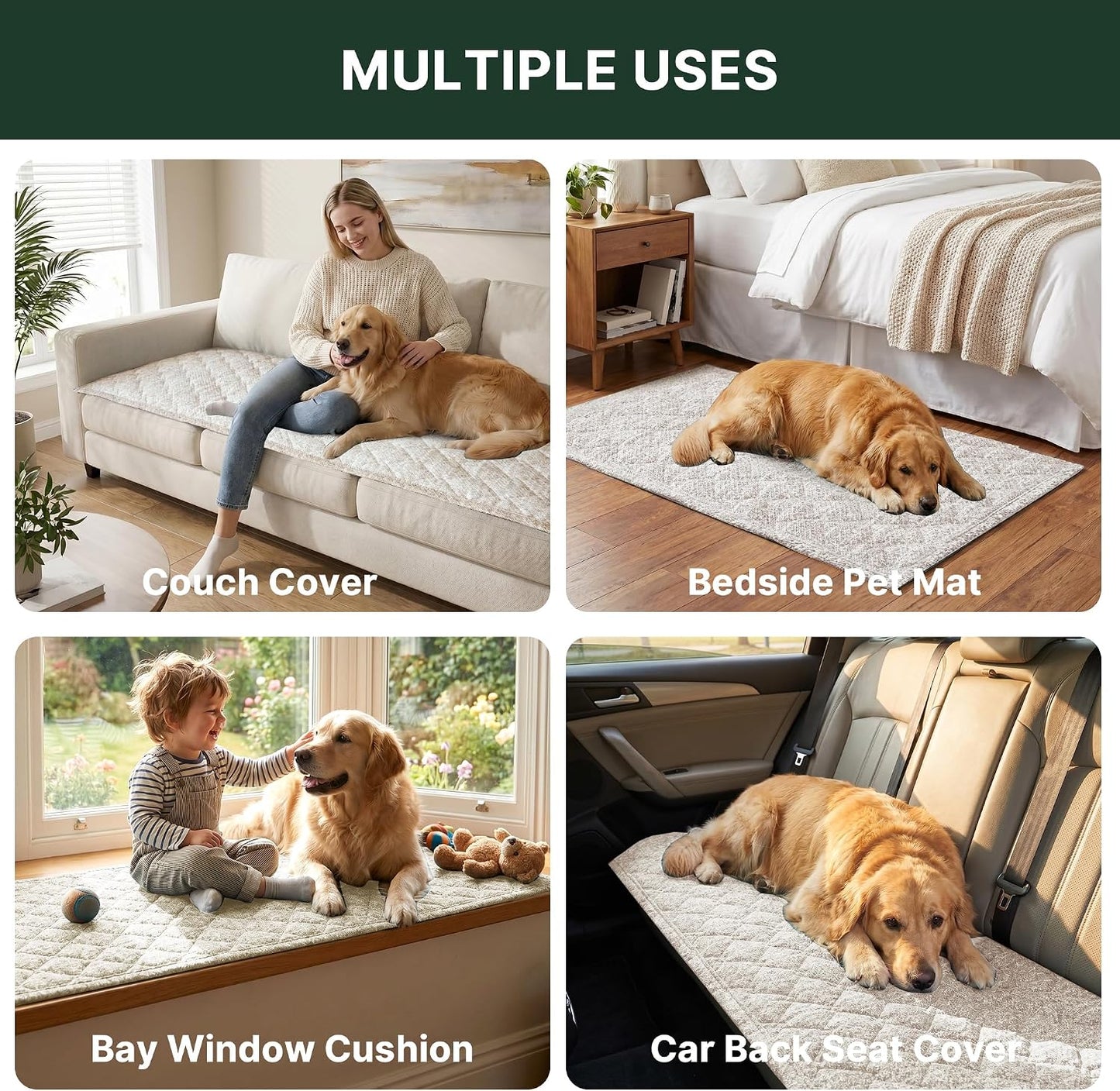 H.VERSAILTEX Chenille Couch Cover for Dogs Washable Soft Sofa Covers Sectional Sofa Cover Non-Slip Thick Couch Protector Dog Pet Bed Covers(Ivory, 28" x 71")