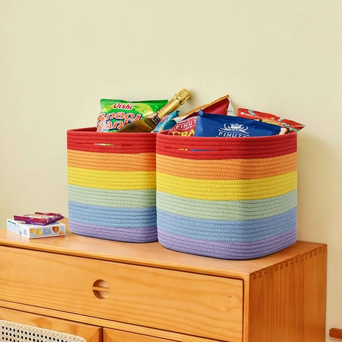 3 Pack Storage Cubes 11 Inch Cotton Rope Woven Baskets - Image 6