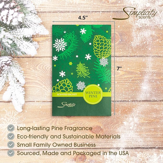 Winter Pine Scented Sachets Pack of 3, Long-Lasting Scented Bags, Home Fragrance - Image 3