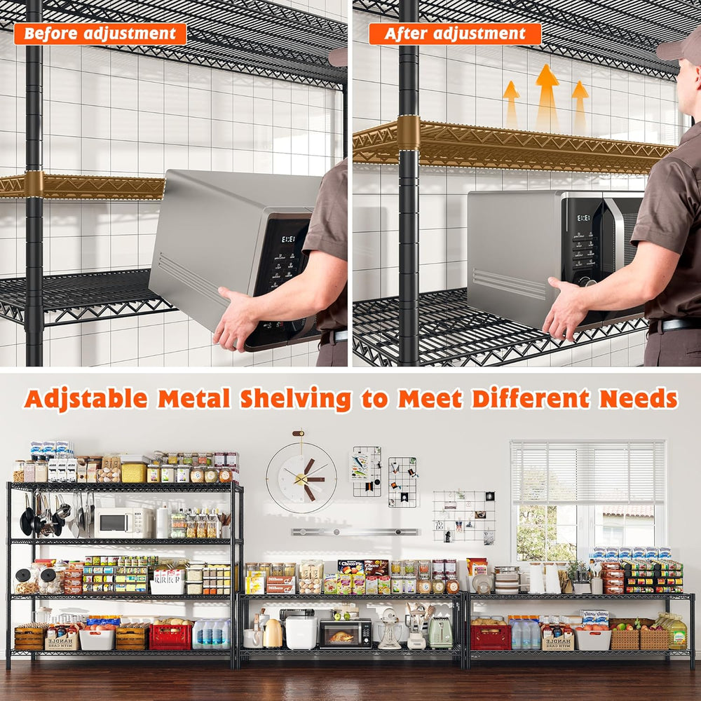 REIBII 60" W ×24" D×65.3" H, 4 Tier Wire Shelving 2878LBS Heav...