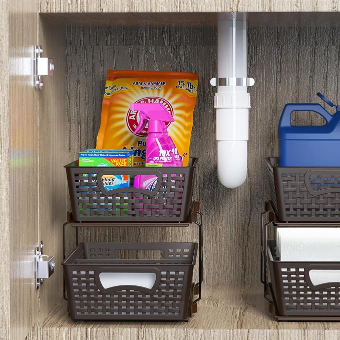 Simple Houseware 2 Tier Bathroom Organizer Tray Pull-Out Sliding - Image 7