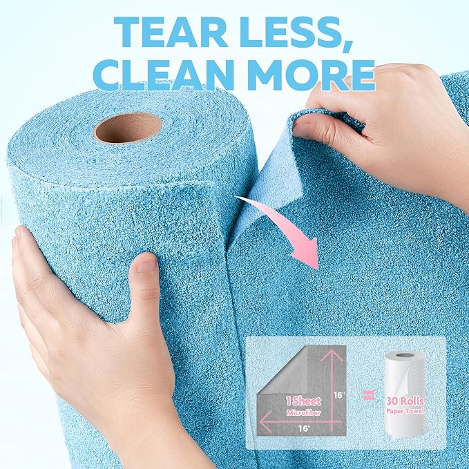 Fantasticlean XL Tear-Away Microfiber Cleaning Cloth Roll, Thick & Large - Image 2