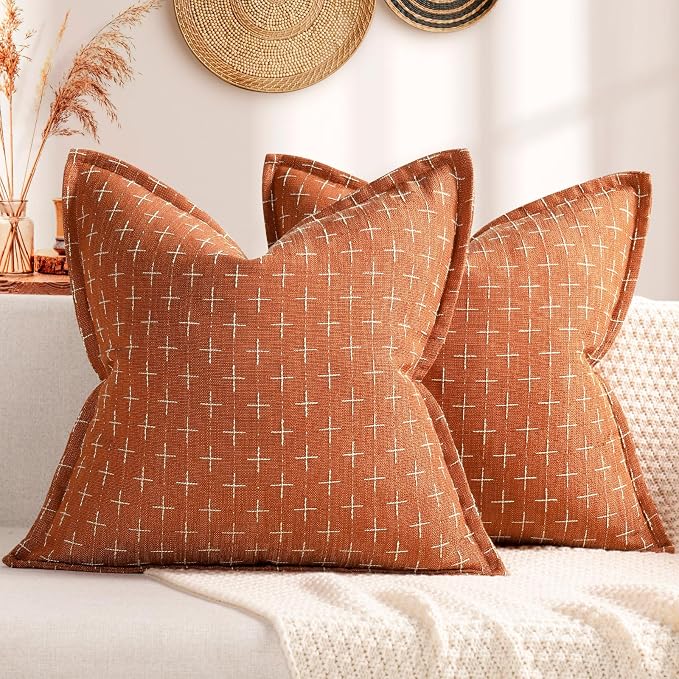 ZWJD Fall Pillow Covers 18x18 Set of 2 Soft Polyester Textured Pillow Covers by ZWJD