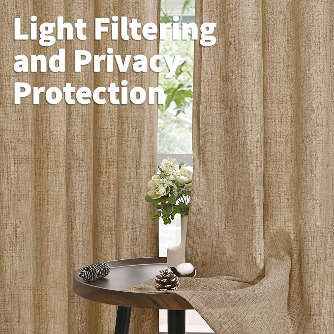 YoungsTex Burlap Linen Curtains 63 Inch Length - Image 4