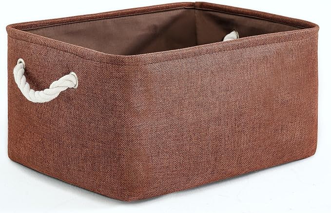 TheWarmHome Decorative Basket Rectangular Fabric Storage Bin Organizer Basket by TheWarmHome