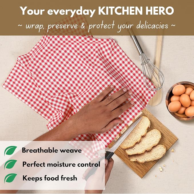 Native Fab Gingham Cotton Kitchen Towel 4 Pack 16"x26" - Image 5