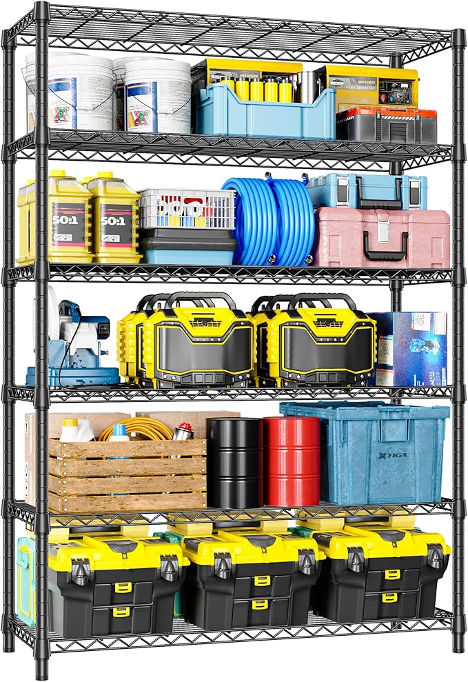 IZEUK 6-Tier Heavy Duty Metal Wire Shelving Unit, Adjustable Storage Rack by IZEUK