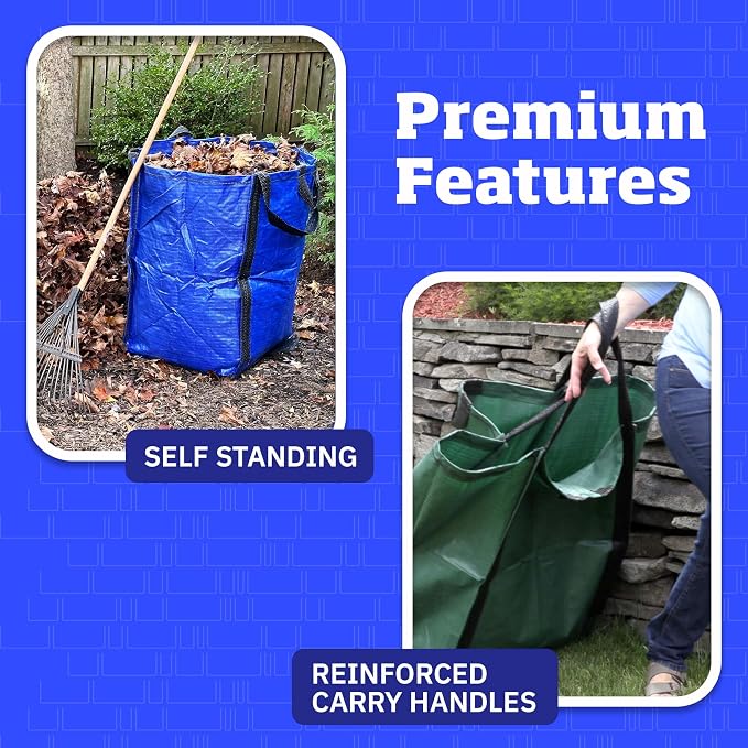 DURASACK Heavy Duty Home and Yard Bags 48-Gallon Reusable Self-Standing Lawn - Image 5