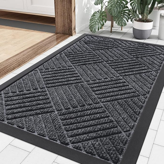 Smiry Front Door Mat Outside Entrance, Heavy Duty Outdoor Indoor Natural Rubber by Smiry