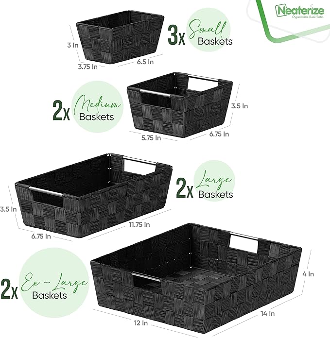 Baskets For Organizing Set Of 9 Black - Image 2