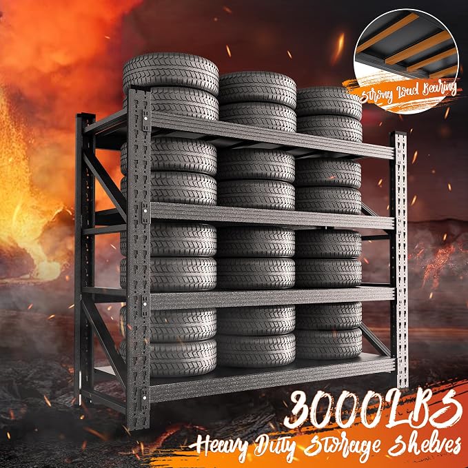 3000LBS Storage Shelves, Adjustable Industrial Shelving, 4 Tier Metal Shelving - Image 7