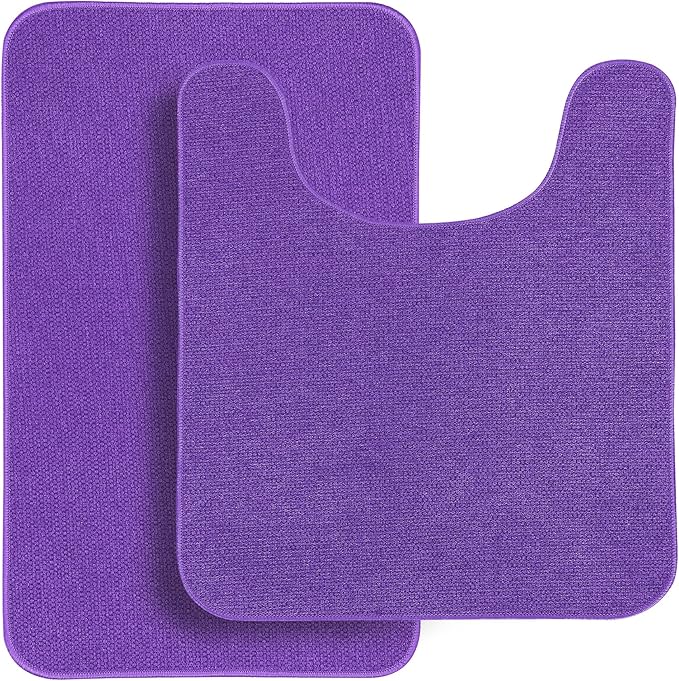 Bathroom Rugs Set 2 Pieces, Thin Bathroom Mats, Toilet Rugs, Quick Dry by BosapDirect