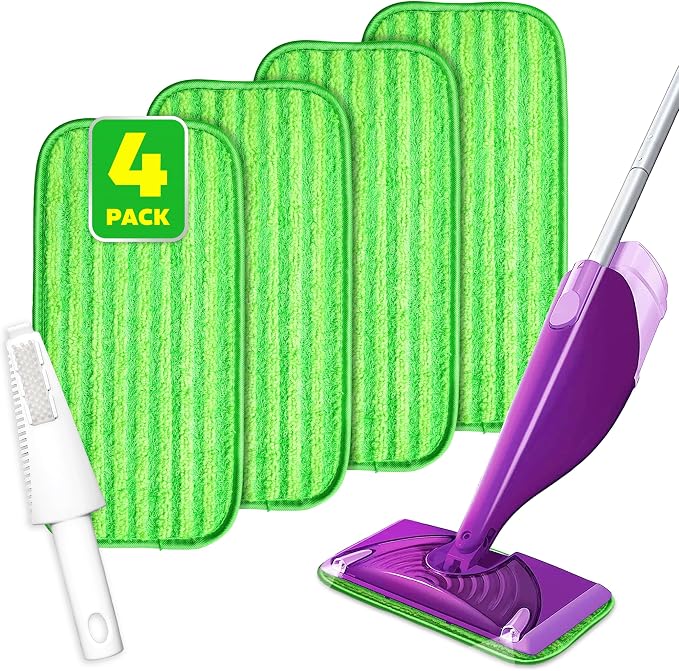 4 Pack Reusable Microfiber Mop Pads, Compatible by BEFANTY