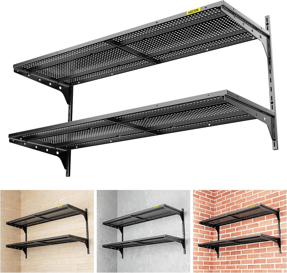 Aecxm 1pack×2 Tier 1.3x4ft Garage Shelving Wall Mounted, 260lbs Load Capacity...