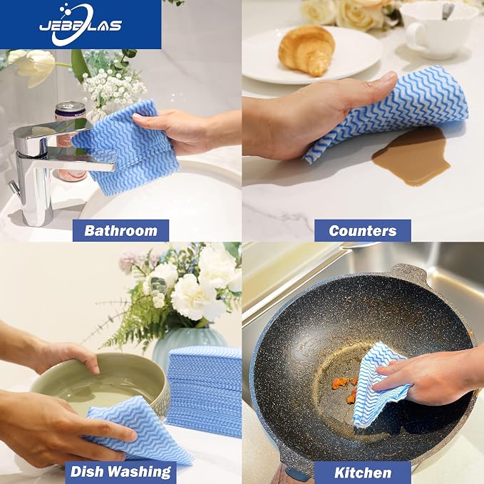 JEBBLAS 100Pcs Reusable Cleaning Cloths 11.8‘’x11.8‘’ Handi Wipes Reusable - Image 6
