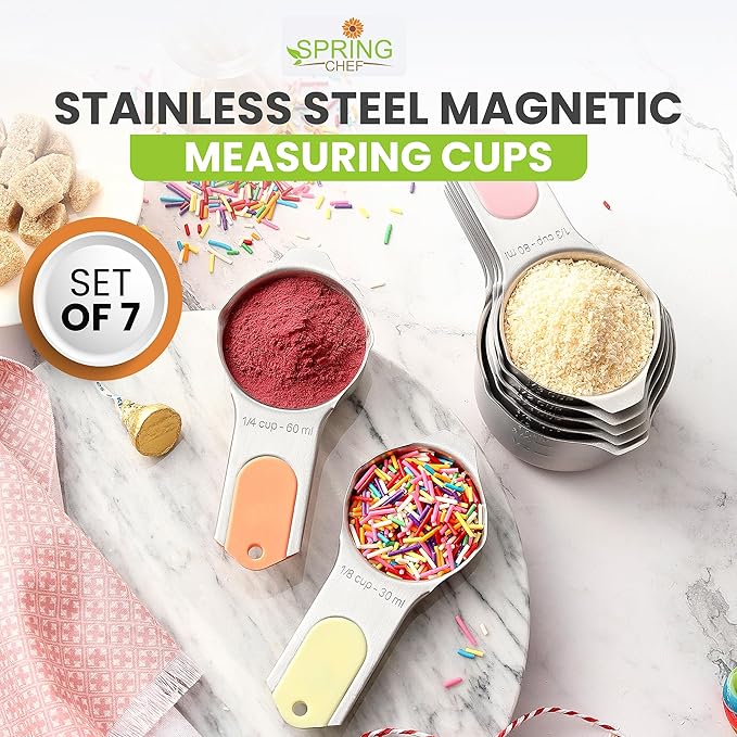 Spring Chef Magnetic Stainless Steel Measuring Cups, Kitchen Tools - Image 2
