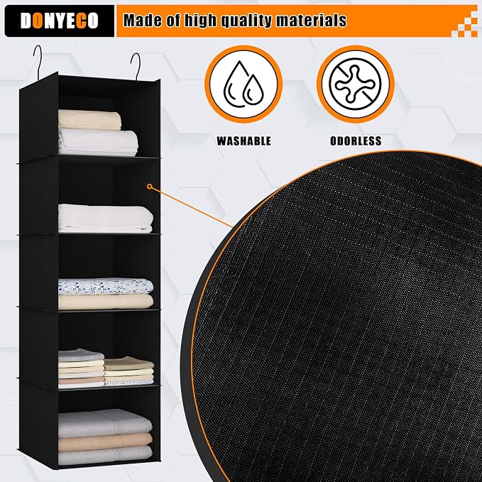 Hanging Closet Organizer and Storage 5-Shelf, Easy Mount Foldable Hanging - Image 5