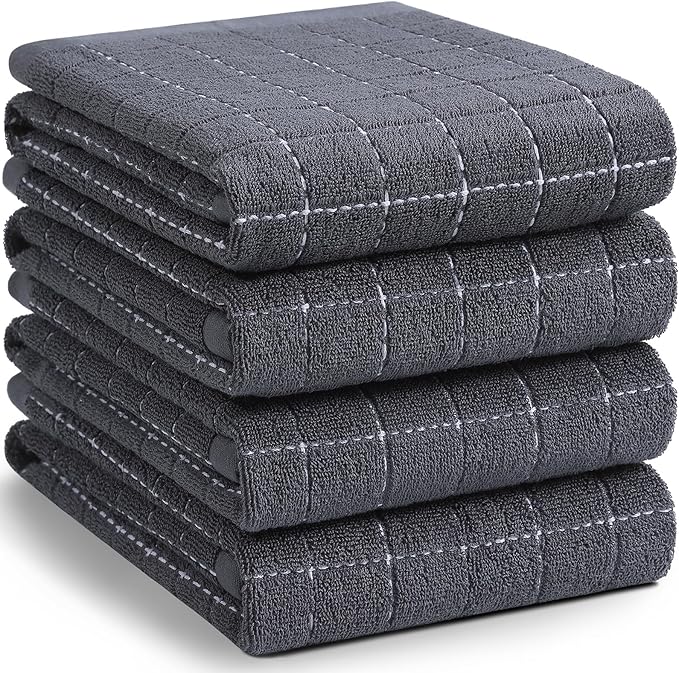 Homaxy 100% Cotton Terry Kitchen Towels, Checkered Designed, Soft and Super by Homaxy
