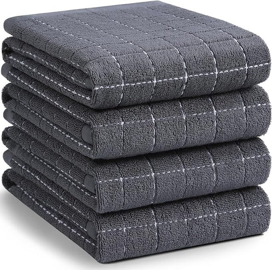 Homaxy 100% Cotton Terry Kitchen Towels, Checkered Designed, Soft and Super by Homaxy