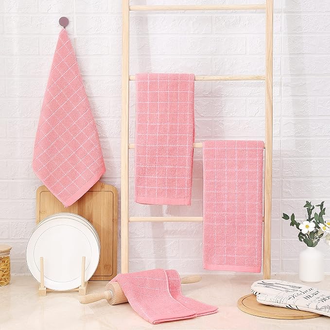 Homaxy 100% Cotton Terry Kitchen Towels, Checkered Designed, Soft and Super - Image 6