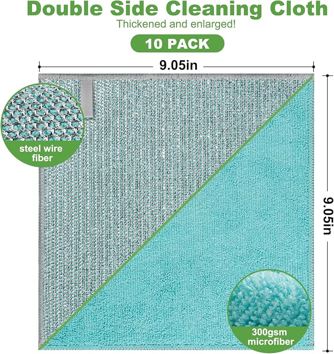 10counts Non Scratch Wire Dishcloth Multipurpose Wire Dishwashing Rag - Image 2