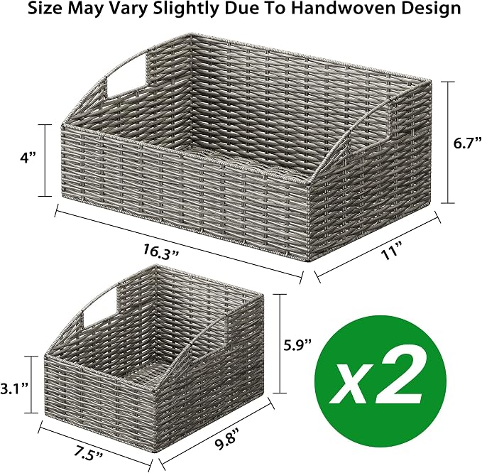 Ollieroo Rattan Storage Baskets, Handwoven Wicker Storage Bins - Image 7