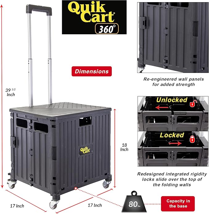 dbest products Quik Cart 360 Four Wheeled Rolling Crate Teacher Utility - Image 3