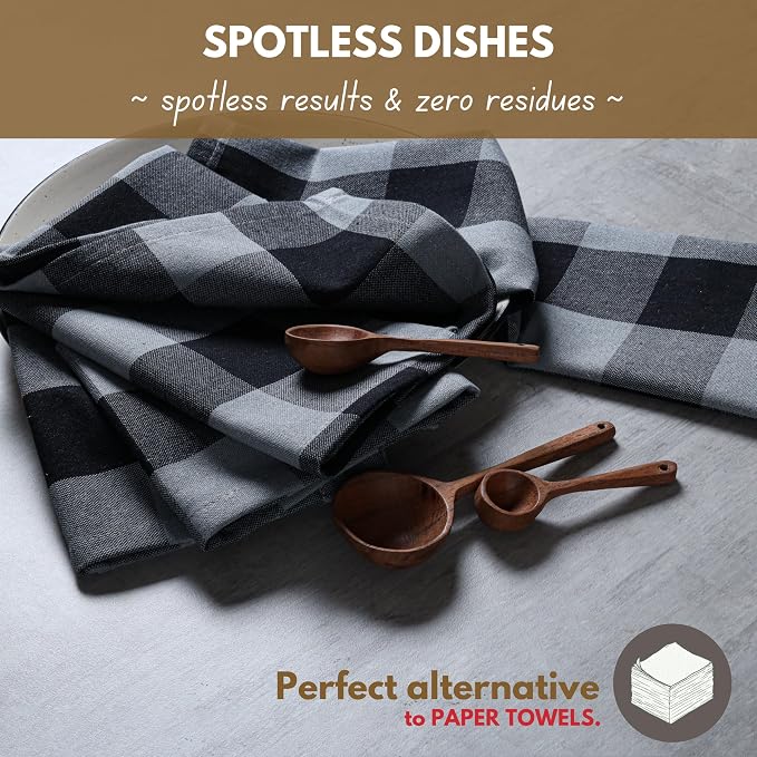 Native Fab 6 Pack Buffalo Check Kitchen Dish Towels, Washable 16"x26" - Image 5