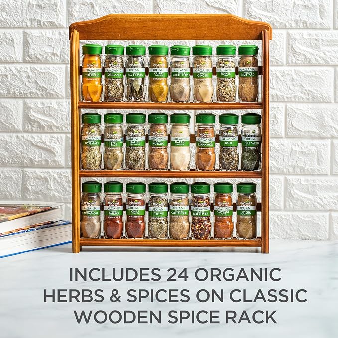 McCormick Gourmet Three Tier Wood 24 Piece Organic Spice Rack Organizer - Image 2
