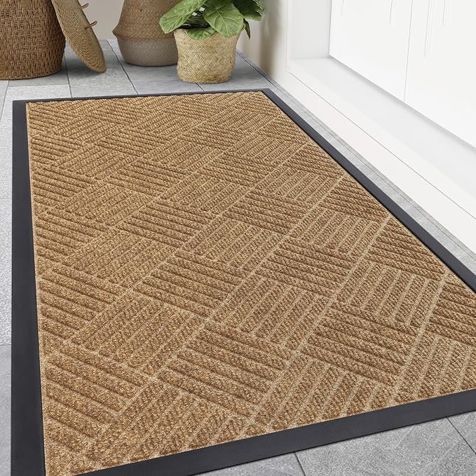 Smiry Front Door Mat Outside Entrance, Heavy Duty Outdoor Indoor Mat, Natural by Smiry