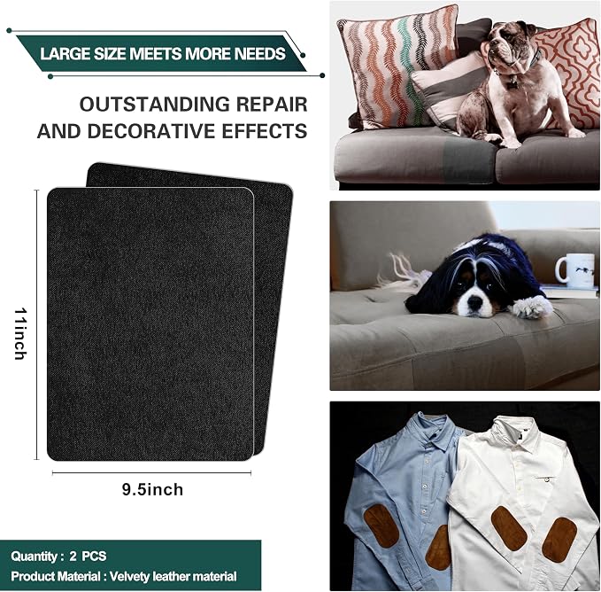 Azobur Couch Patch Repair Fabric, Microfiber Fabric, Self-Adhesive, - Image 2