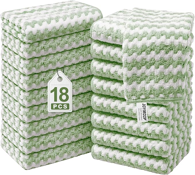 JOYMOOP Microfiber Cleaning Cloths – 18 Pack, Super Absorbent Towels by JOYMOOP