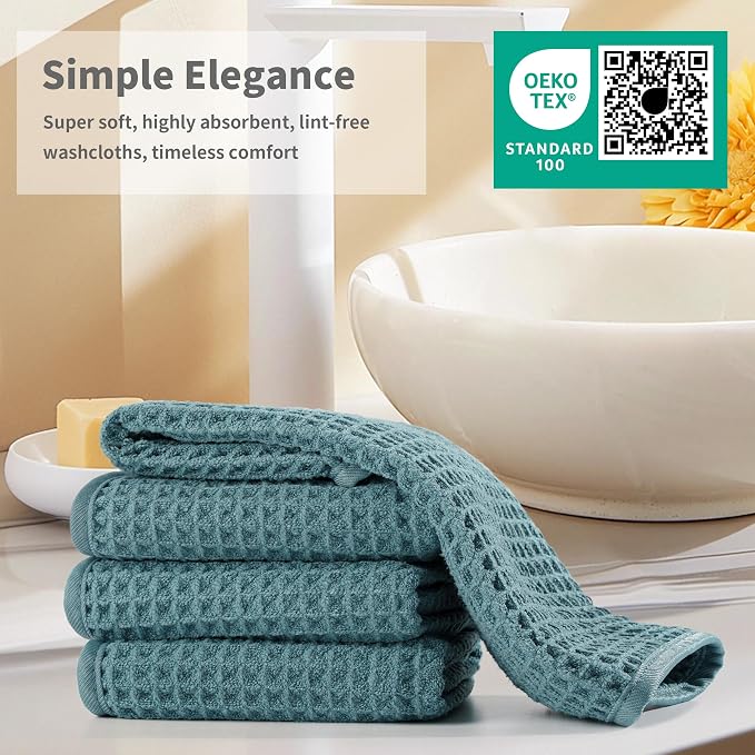 Microfiber Waffle Face Towels, 2 Pieces, Fast Drying, Lint Free - Image 6