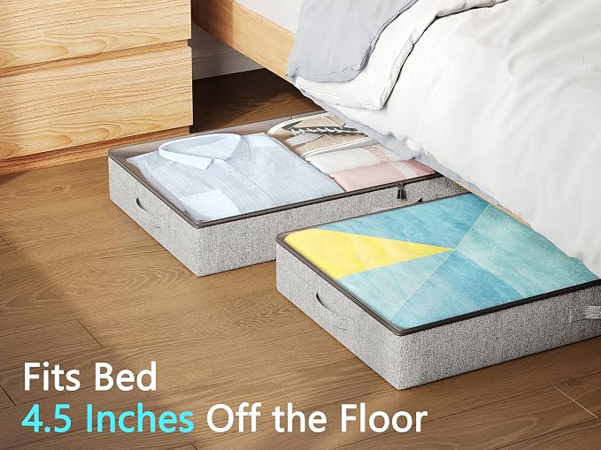 2-Pack Under Bed Storage Containers, 4.5 Inches Tall Low Profile Underbed - Image 5